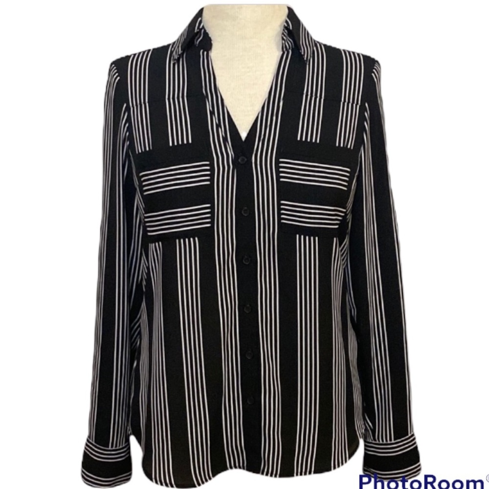 Express The Portofino Shirt size XS black and white stripe
